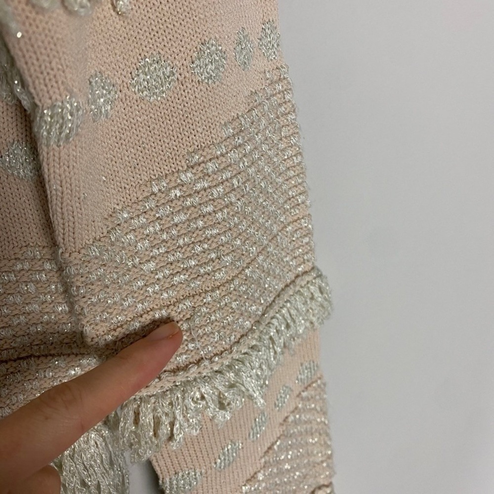Alice McCall Sweater Womens 4 Pink Big Exit Top Fringe Metallic Knit Cropped - Picture 6 of 10